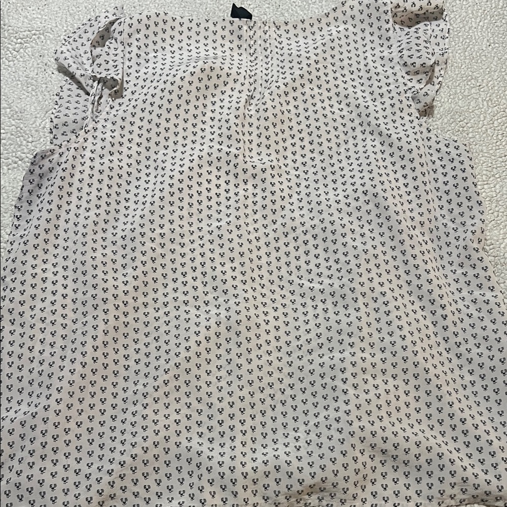 J. Crew Cream Patterned Ruffle Blouse - Picture 8 of 8